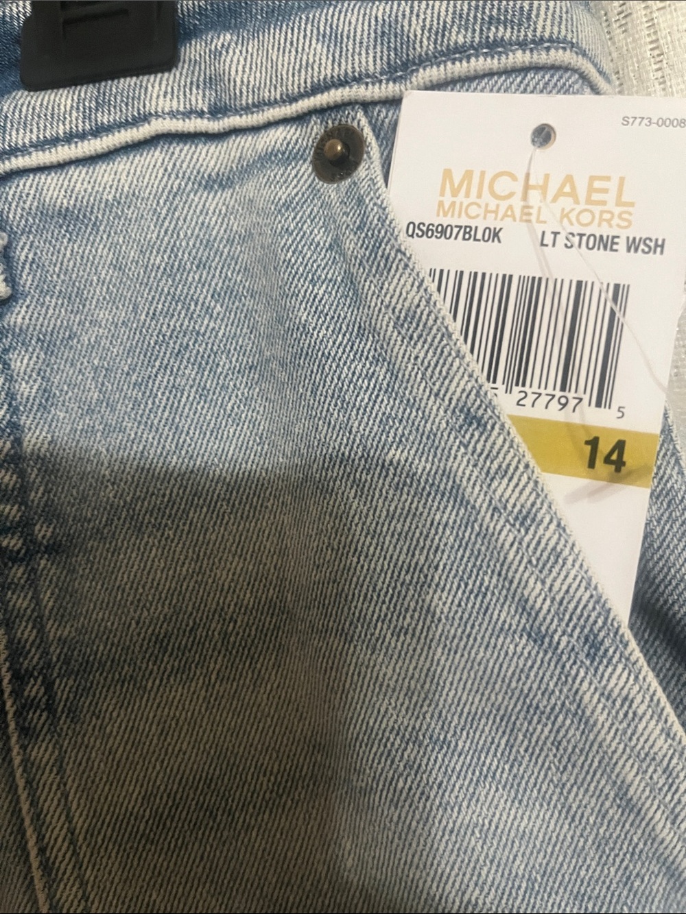 Michael Kors Light Stone Wash Straight Jeans - Pale Blue
